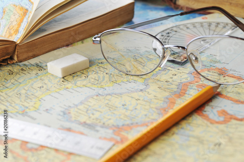 map and  glasses photo