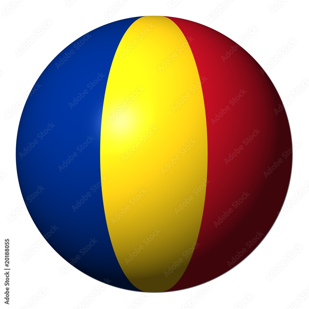 Fototapeta premium Romania flag sphere isolated on white illustration