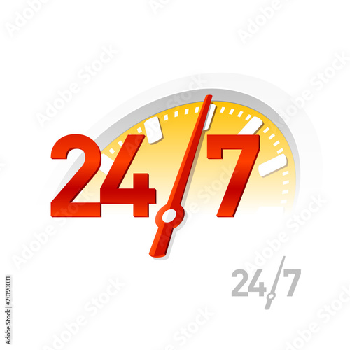 24/7 sign. Vector.