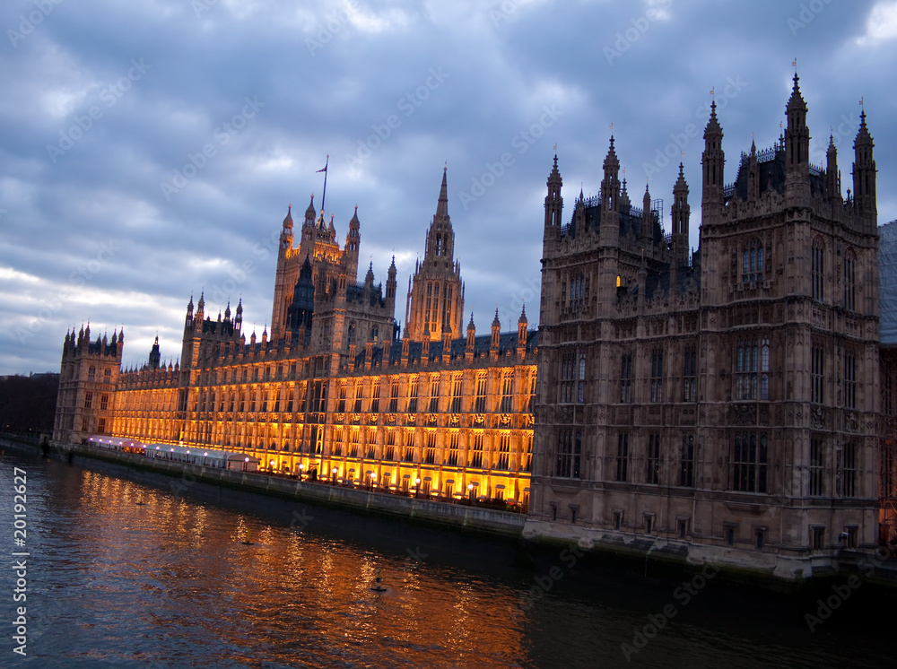 The Houses of Parliament at dusk