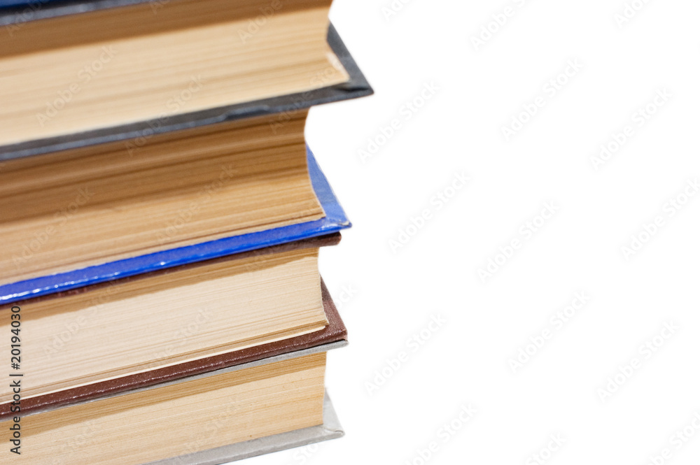 Pile of old books on white background Pile of old books on white background