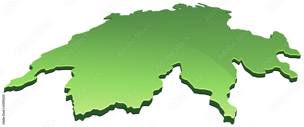 Carte de Suisse 3D verte (détouré)