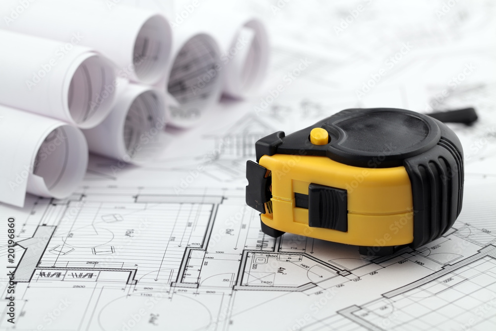 rolls of architectural house plans & tape measure rolls of architectural house plans & tape measure