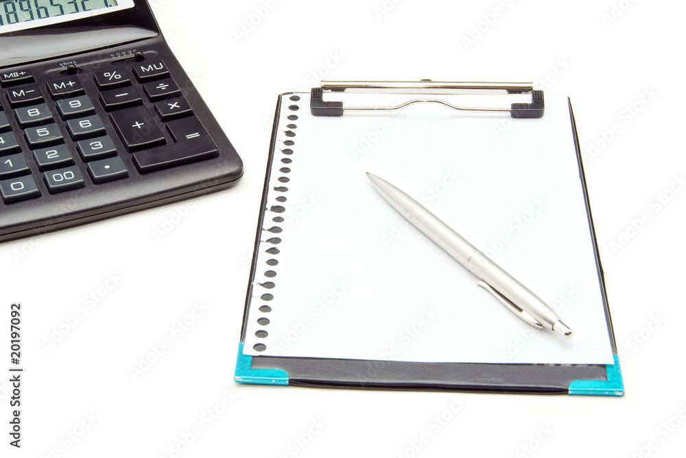 calculator and pen