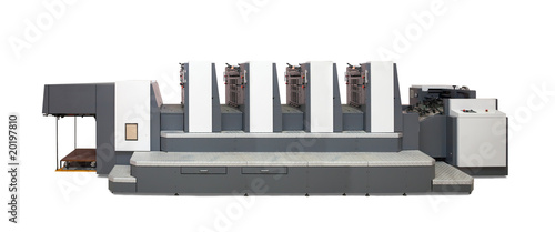 Obraz w ramie Isolated four-section offset printed machine