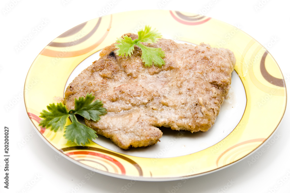 Schnitzel auf Teller Schnitzel auf Teller