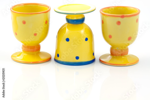 Yellow dotted ceramic egg-cups