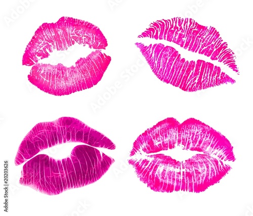 Pink lip prints