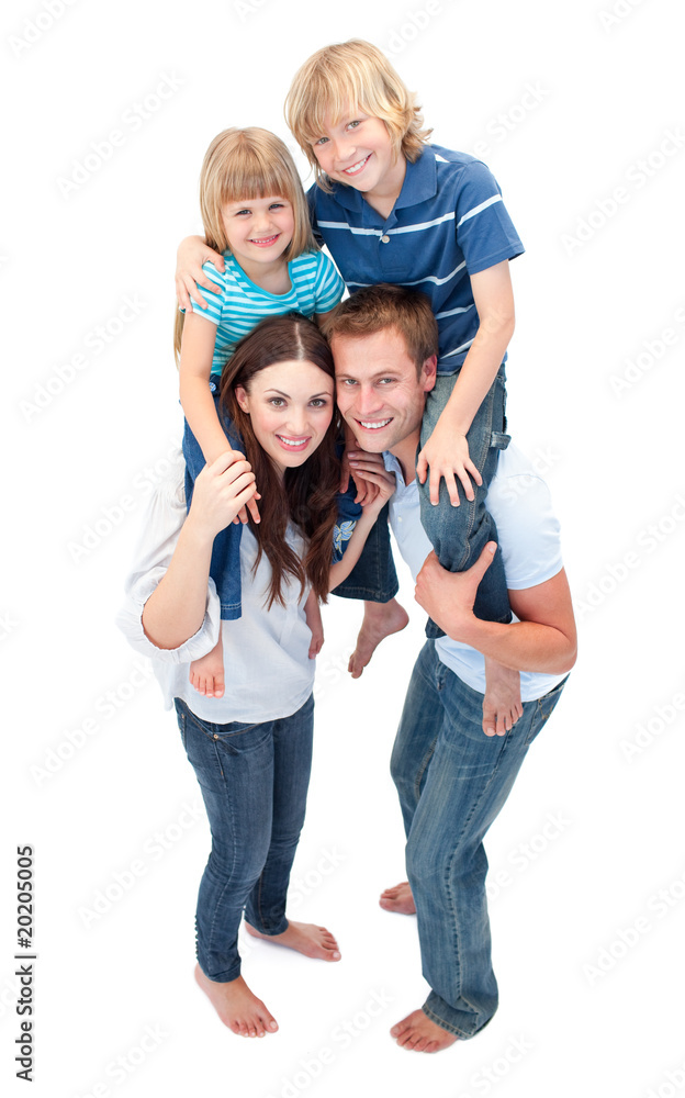 Close-up of family enjoying piggyback ride Close-up of family enjoying piggyback ride