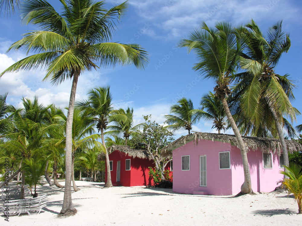Fototapeta premium Small and Coloured Homes on the Coast of Santo Domingo