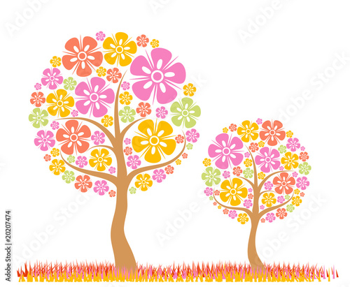Tree spring background  vector