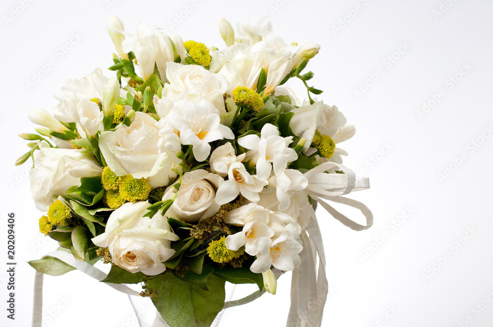 closeup of white wedding bouquet. closeup of white wedding bouquet.