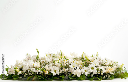 photo of white table flower decoration on white background