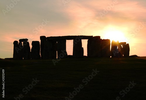 Silhouette of Stonehenge at sunset