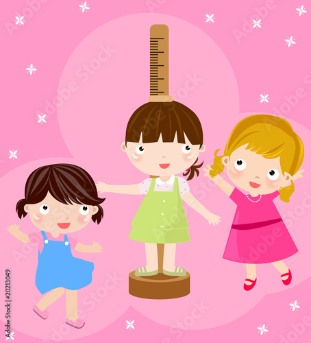 Girl checking her height