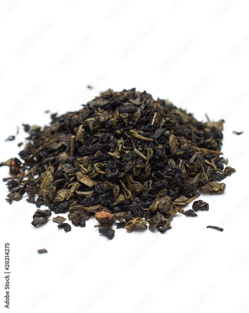 green flower tea isolated on white green flower tea isolated on white