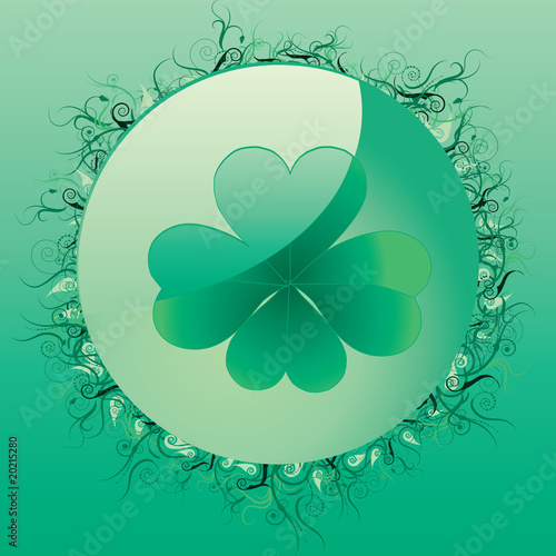 Glass clover button for St. Patrick`s day, vector illustration