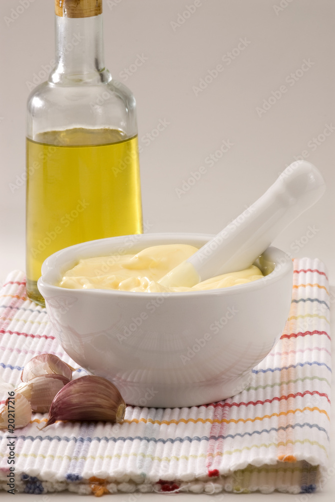 Spanish cuisine. Garlic mayonnaise sauce. Spanish cuisine. Garlic mayonnaise sauce.