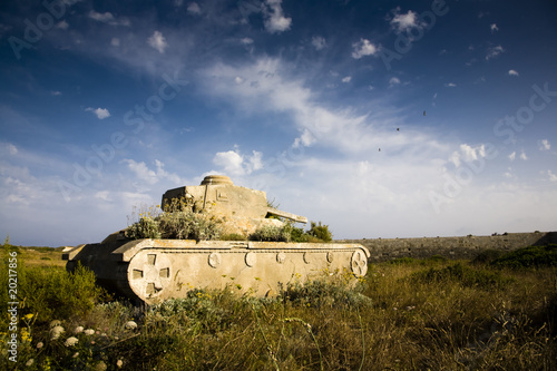 Army tank with flowers