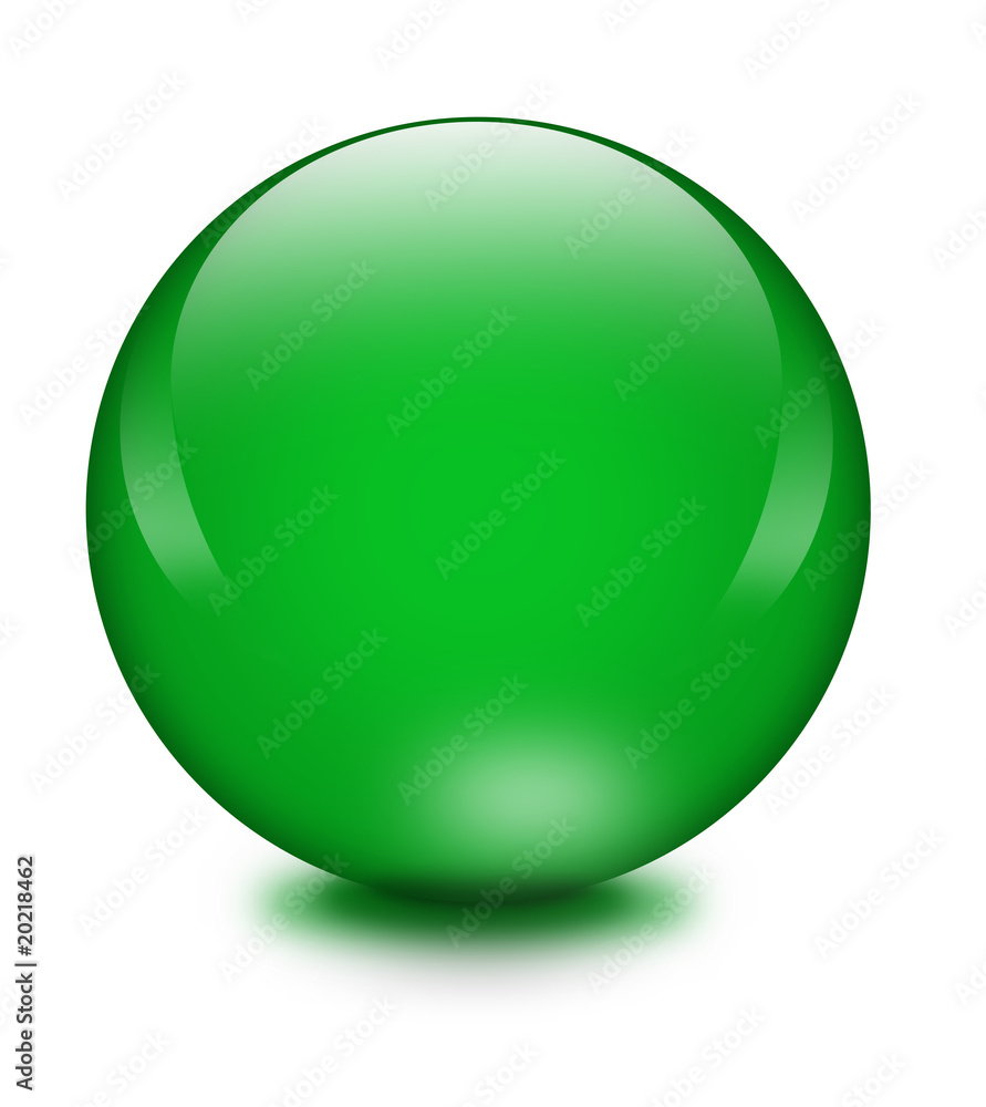 Green orb on white background
