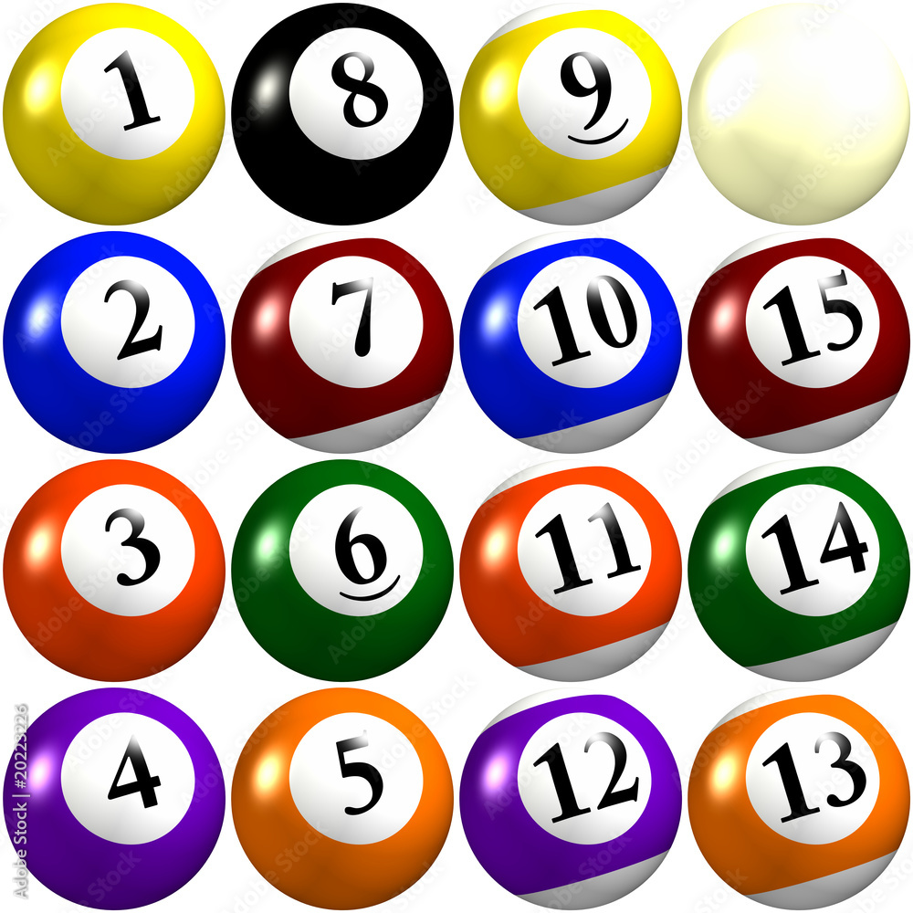Billiard ball set 3d render (Hi-res 64 MP) Billiard ball set 3d render (Hi-res 64 MP)