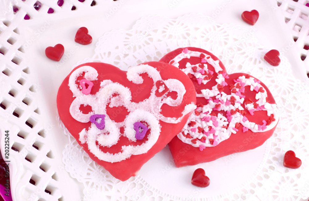 Decorated Red Valentines Cookies