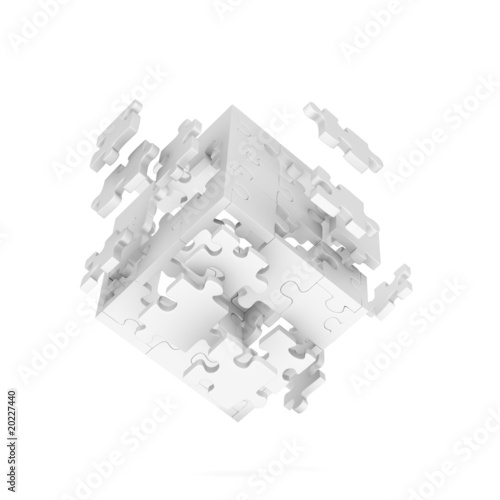 Decomposed cube of puzzle