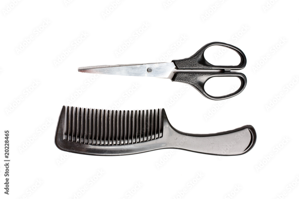 scissors and a comb scissors and a comb