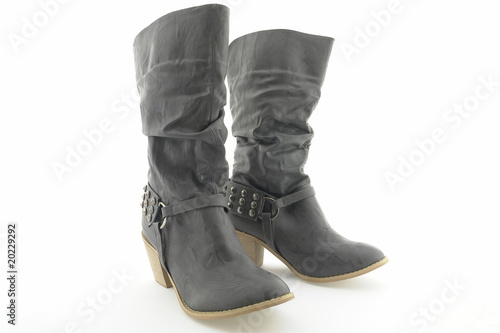 Bottes en cuir gris