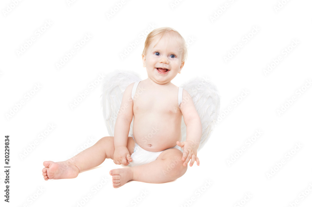 Adorable valentine baby angel isolated on white Adorable valentine baby angel isolated on white