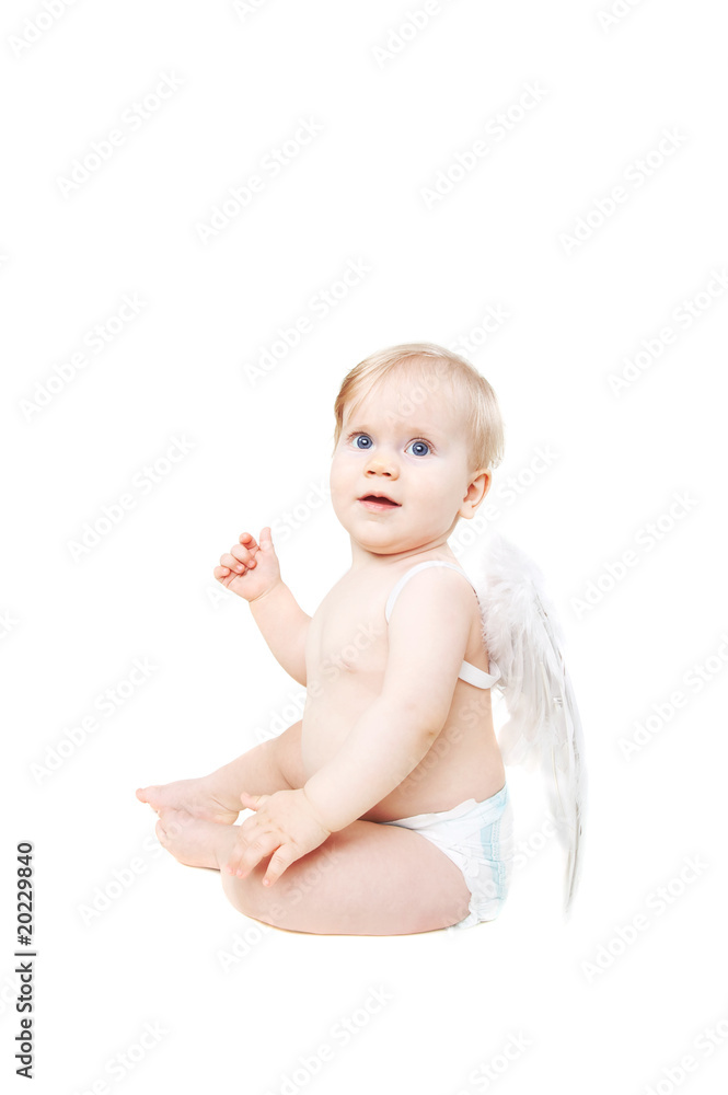 Adorable valentine baby angel isolated on white Adorable valentine baby angel isolated on white