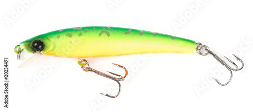 Plastic fishing lure (wobbler) isolated on white