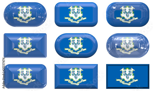 nine glass buttons of the Flag of Conneticut