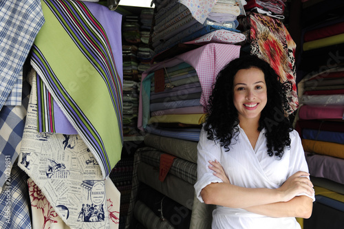 Принти на полотні happy owner of a fabric store