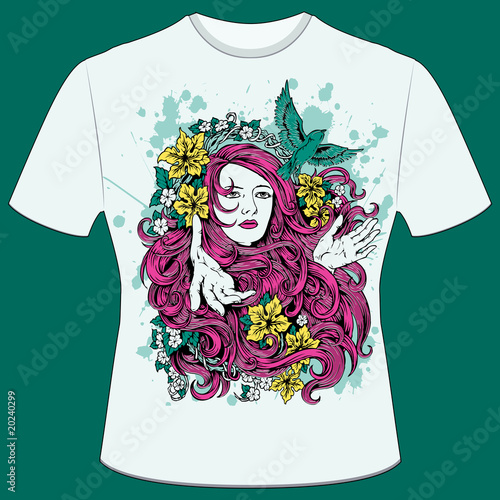 T-Shirt Druck longhair girl