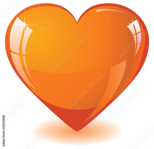 Glitter orange heart, vector illustration