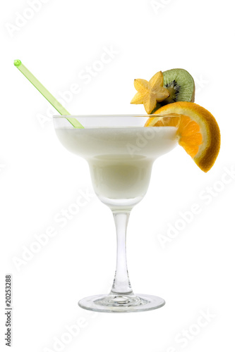 Pina Colada cocktail on a white background
