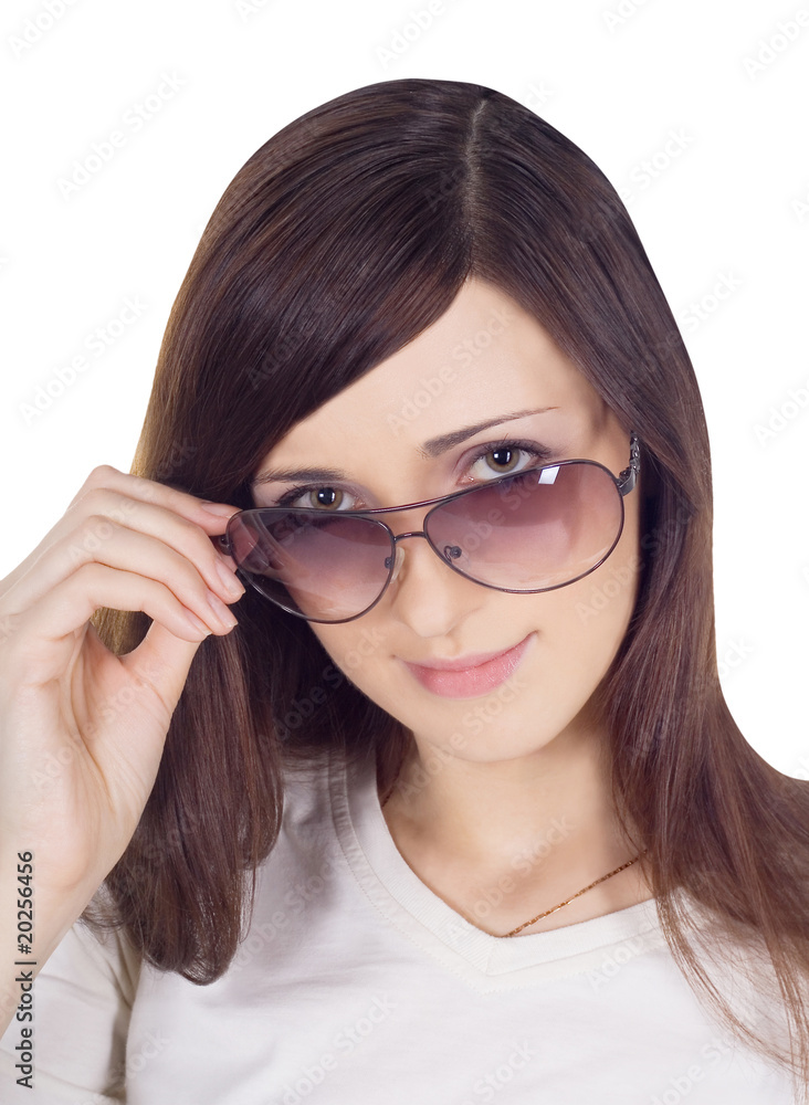 Fashion portrait of sexy, young, beautiful woman wearing sunglas Fashion portrait of sexy, young, beautiful woman wearing sunglas