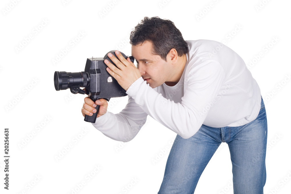 Cameraman isolated on white background Cameraman isolated on white background