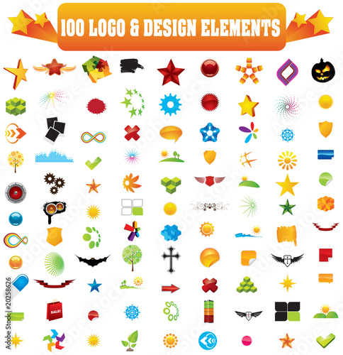 Collection of 100 design elements for your business artwork.