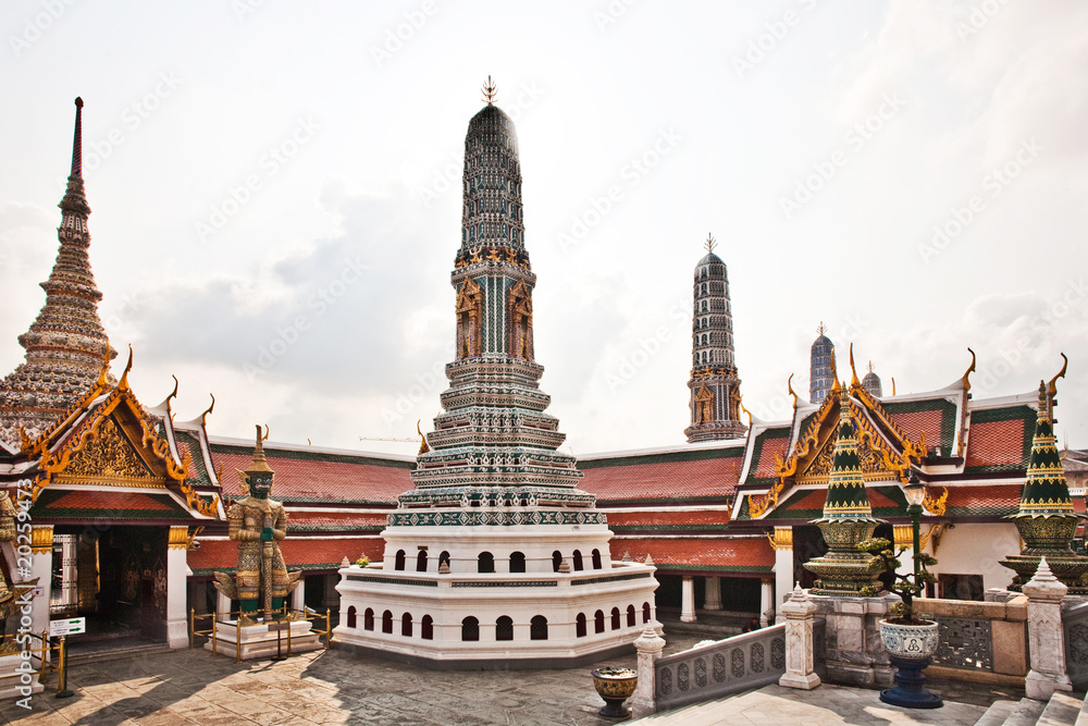 Fototapeta premium famous Prangs in the Grand Palace in Bangkok in the temple area