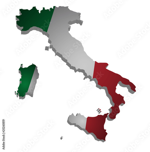 Italien Karte 3D Flagge
