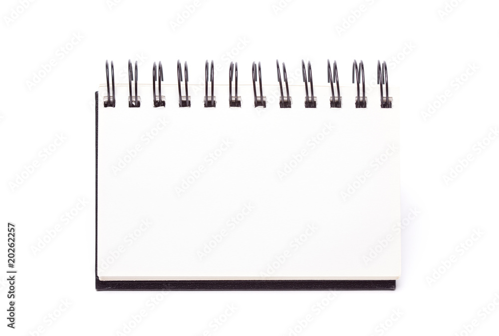 Blank Spiral Note Pad Standing on White Blank Spiral Note Pad Standing on White
