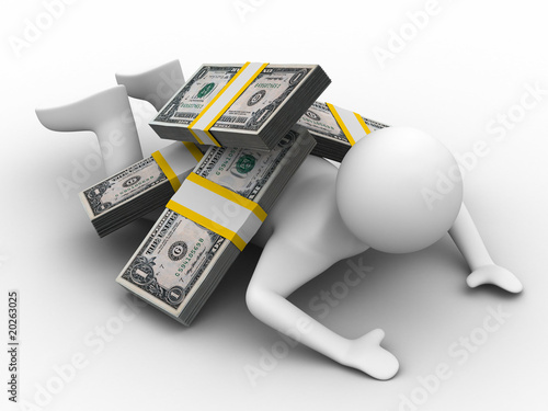 man under money on white ba...