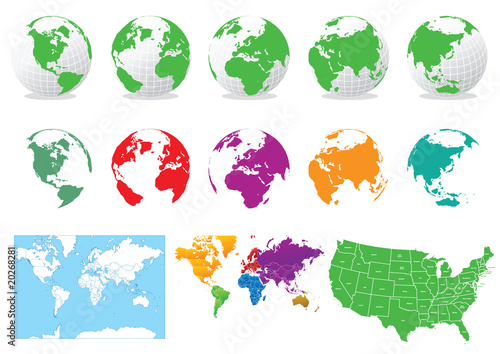 Colored Globes and maps