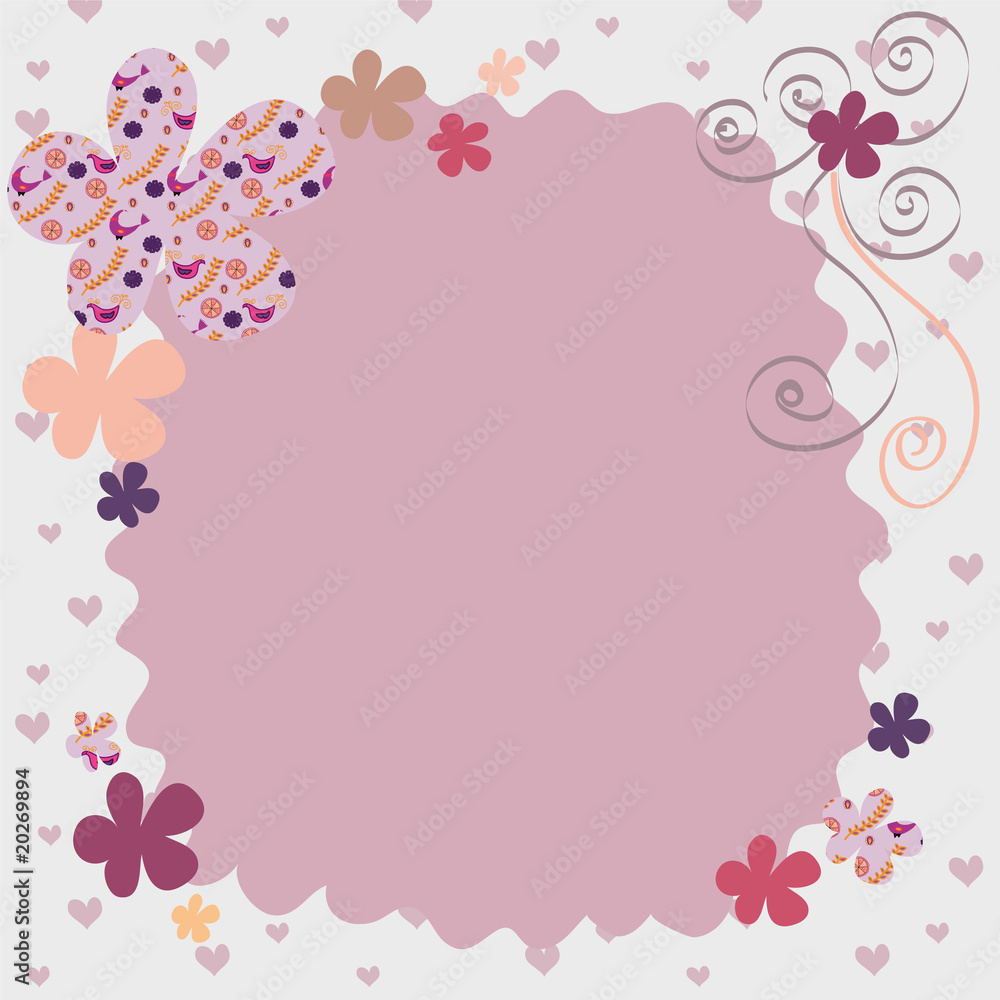 Pink-shade background with flowers