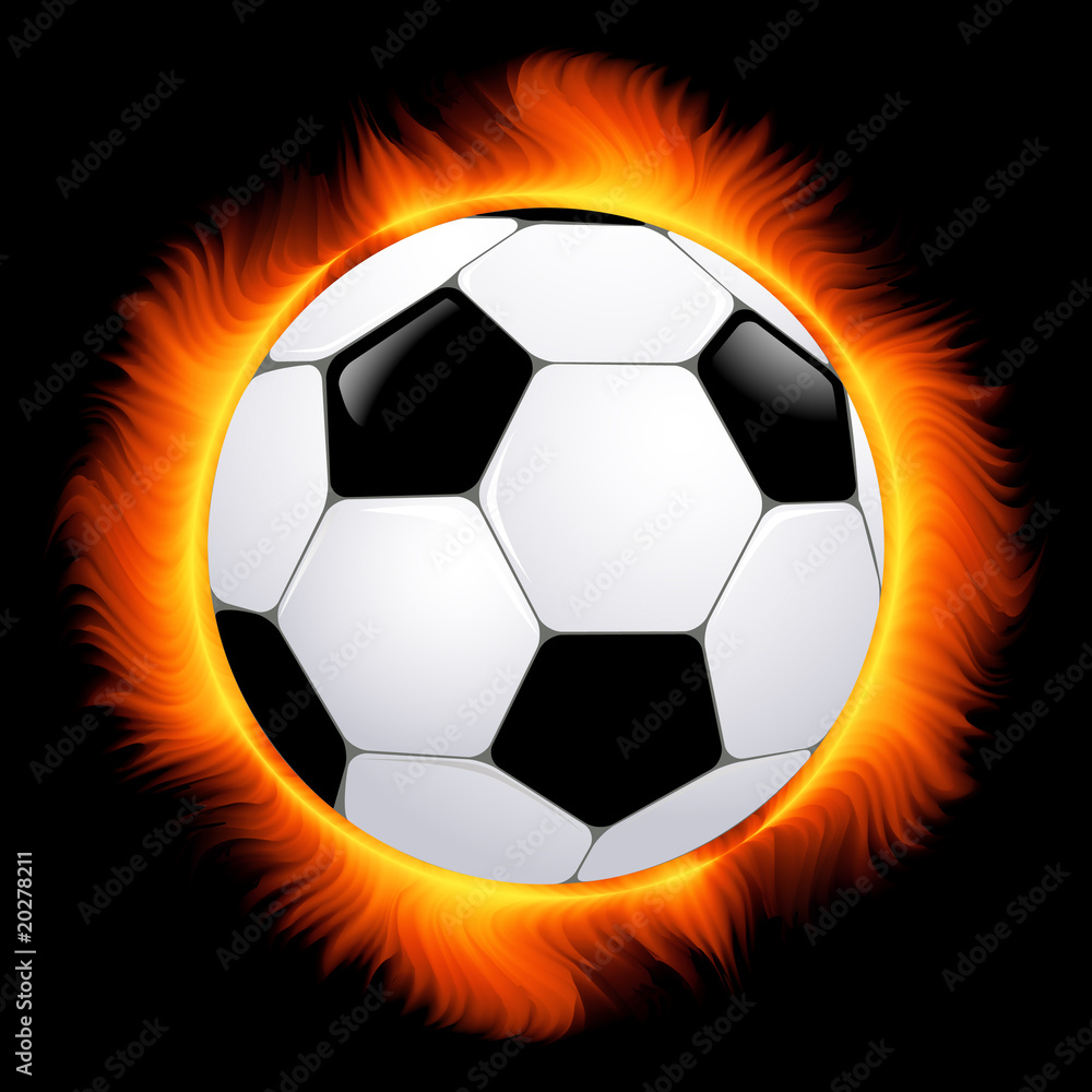Naklejka premium Burning football ball