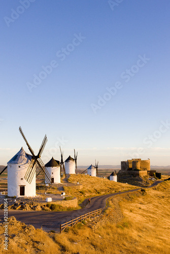 Konstfotografi windmills with castle, Consuegra, Castile-La Mancha, Spain