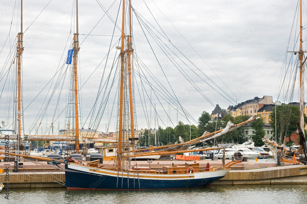 private yachts alongside the dock in helsinki