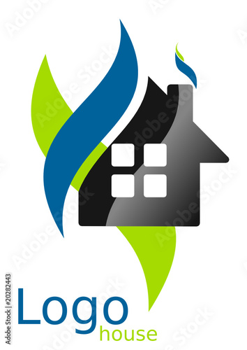 House logo green and blue